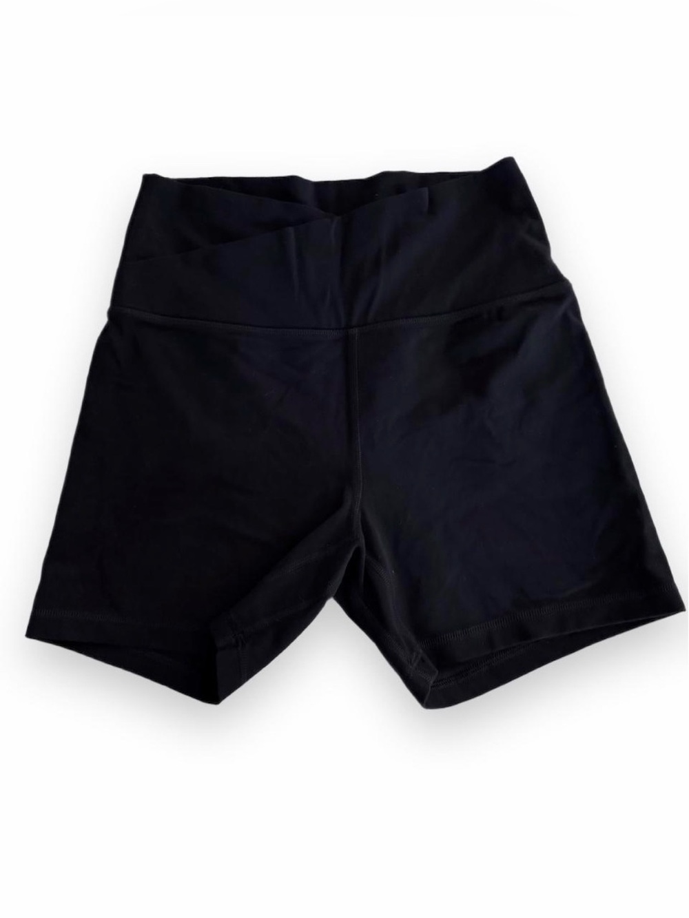 GLOWMODE Black High Waisted Crossover Biker Shorts Size S